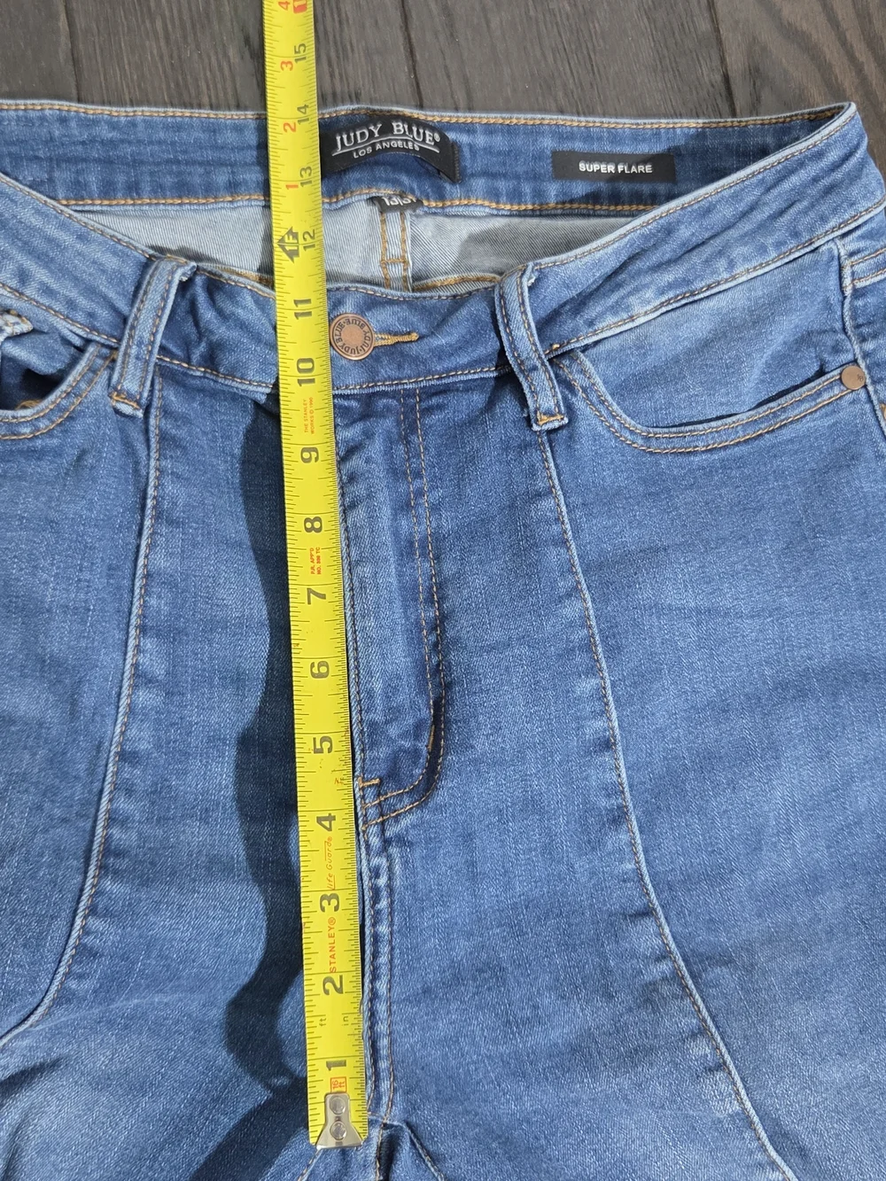 Judy Blue Women's Stretch Denim Jeans Super Flare Legs 13/31 Rough Hem - Picture 7 of 13